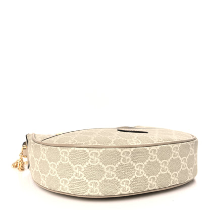 Gucci GG Supreme Monogram Textured Dollar Calfskin Mini Retro Interlocking G Half Moon Bag Beige Mystic White Oatmeal 4 of 11