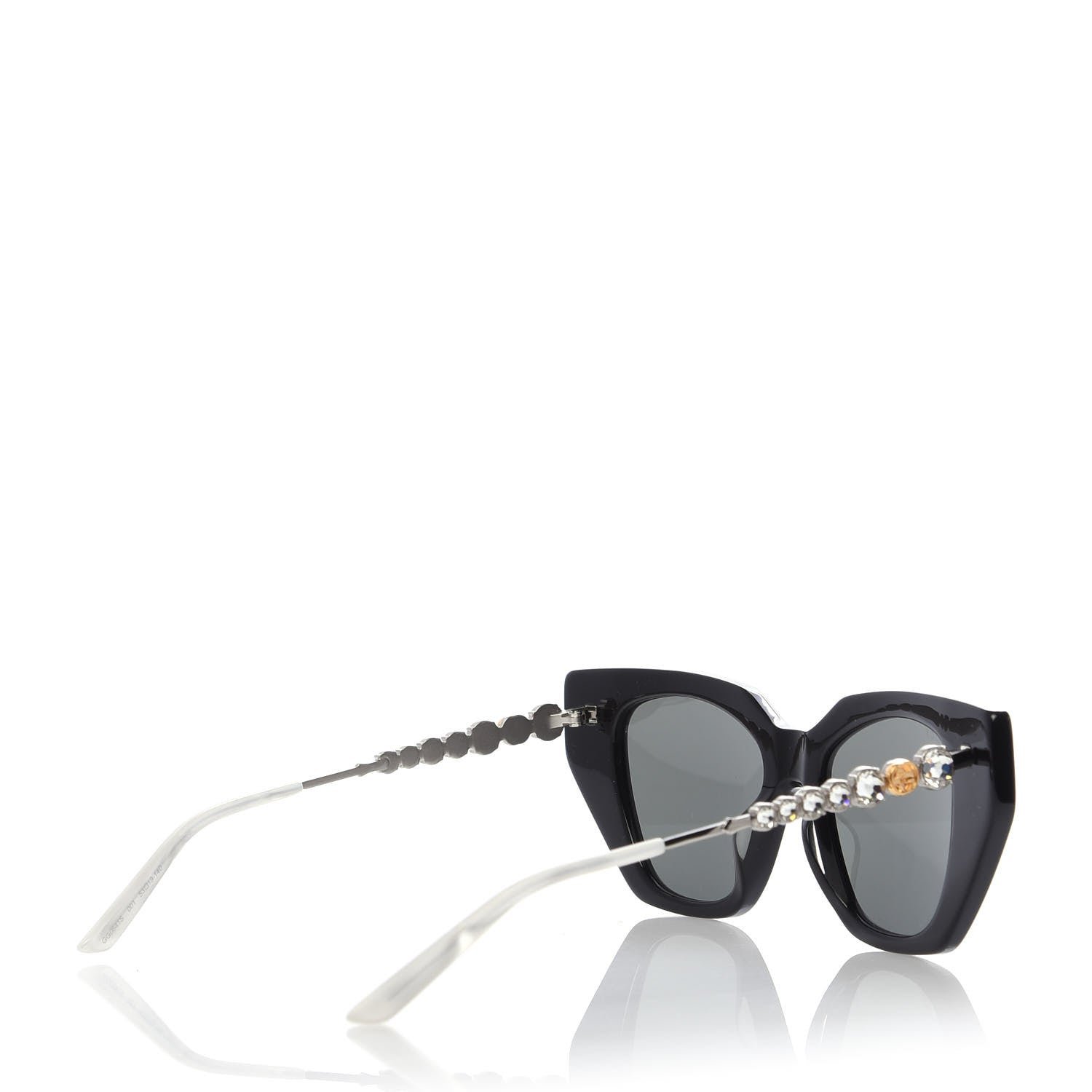 Gucci Acetate Crystal Embellished Cat Eye Sunglasses GG0641S Black 4 of 8