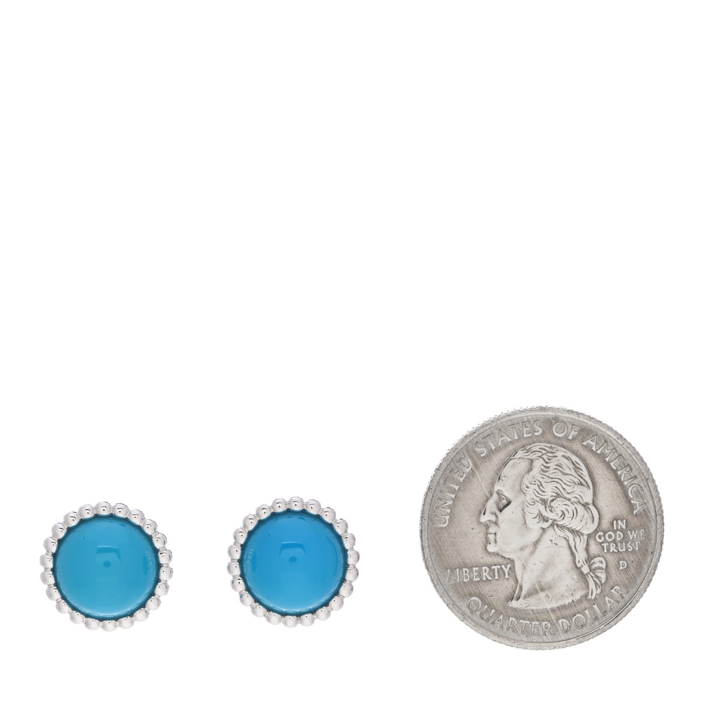 18K White Gold Turquoise Perlee Couleurs Earrings