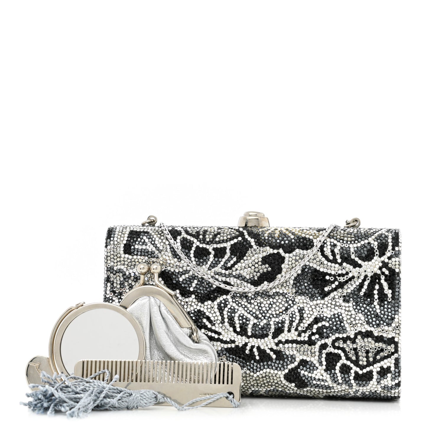 Swarovski Crystal Minaudiere Clutch Silver Multicolor