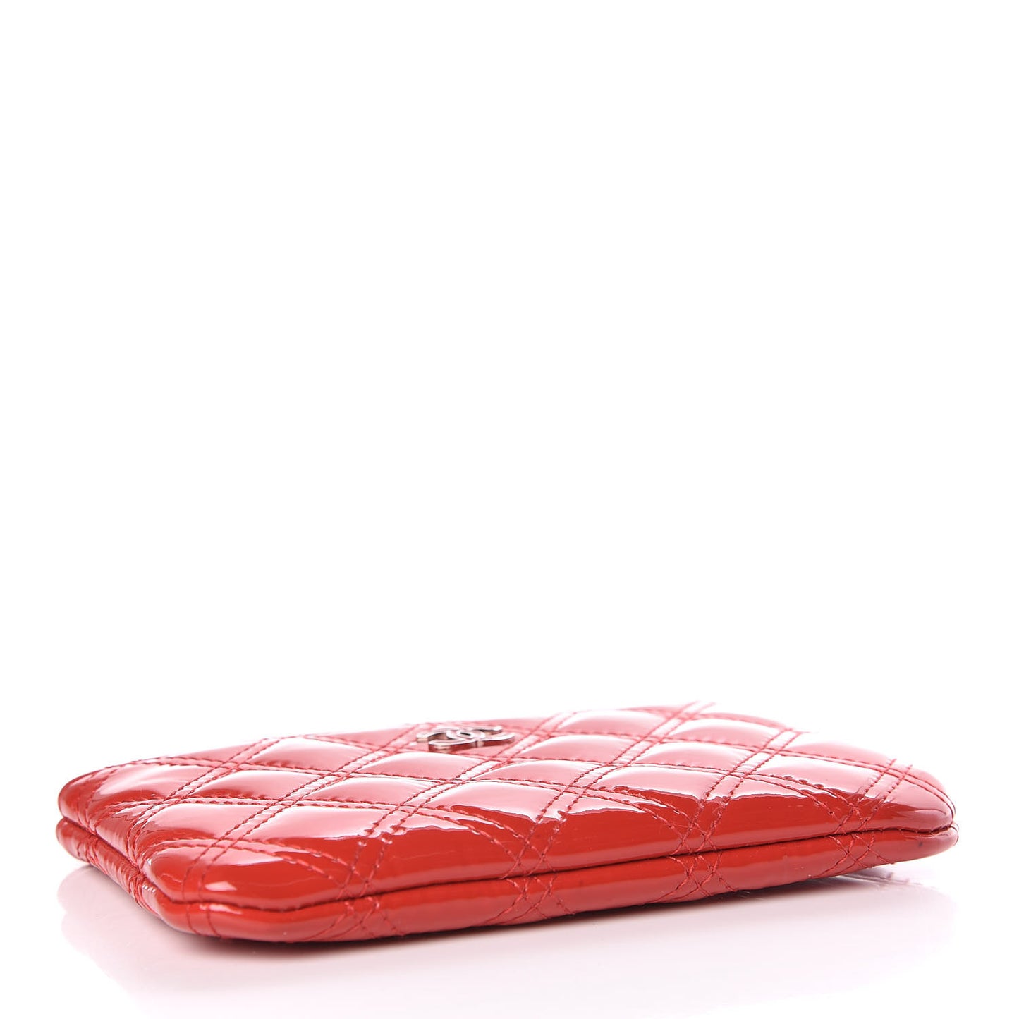 Patent Quilted Small Cosmetic Case Red
