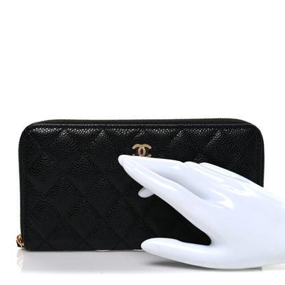 Chanel Caviar Quilted Large Gusset Zip Around Wallet Black 2 of 8
