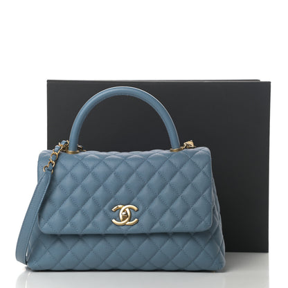 Chanel Caviar Quilted Small Coco Handle Flap Blue 11 of 11
