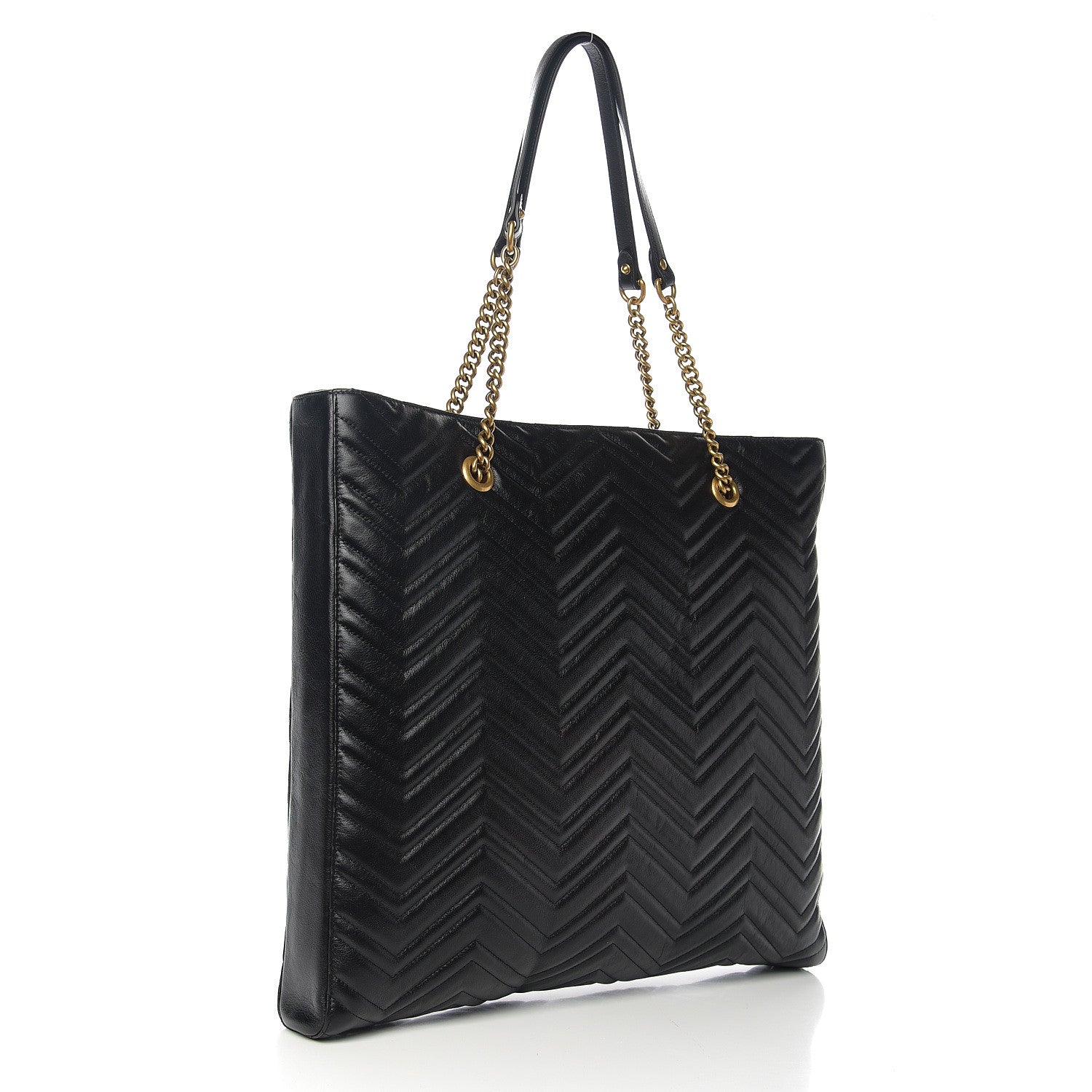 Gucci Azalea Calfskin Matelasse Large GG Marmont Slim Tote Black 2 of 10