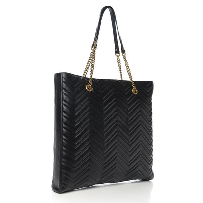 Gucci Azalea Calfskin Matelasse Large GG Marmont Slim Tote Black 2 of 10