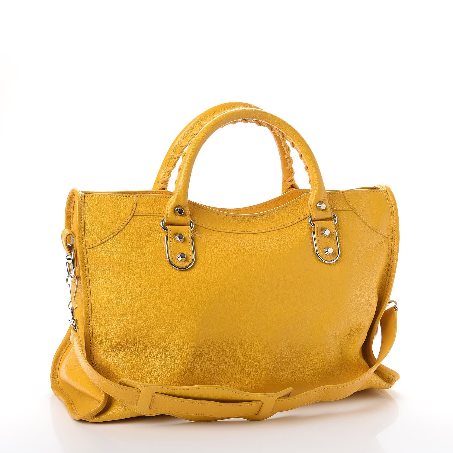 Balenciaga Chevre Silver Metallic Edge Hardware City Jaune Epi 4 of 13