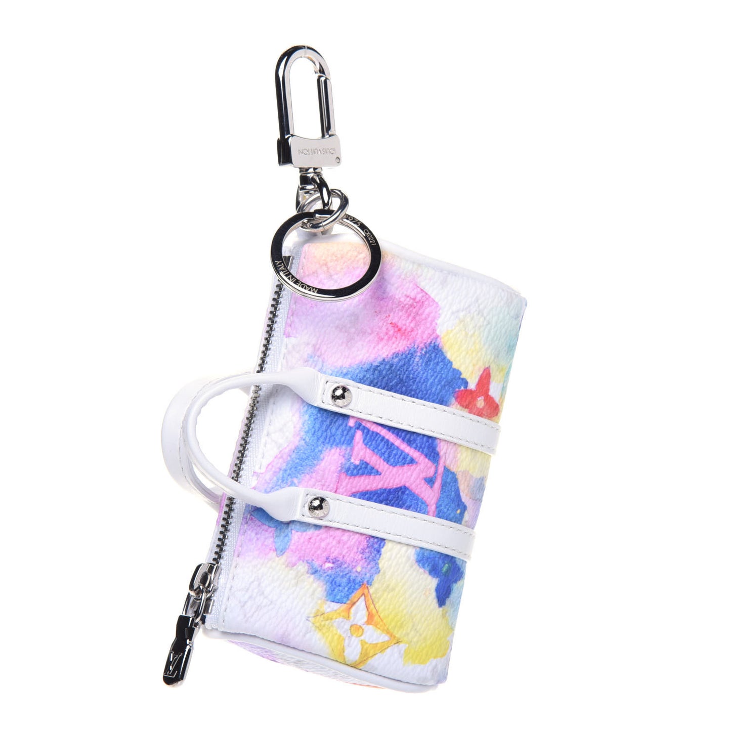 Monogram Watercolor Mini Keepall Bag Charm Key Holder Multicolor
