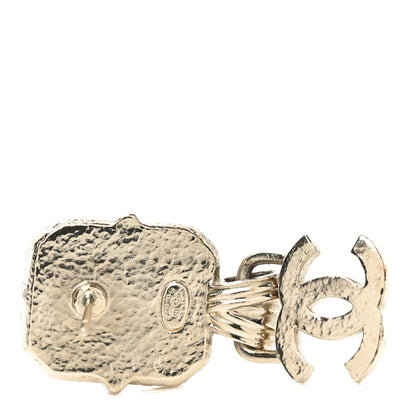 Chanel Resin Crystal Quilted CC Drop Earrings Gold Black 4 of 4