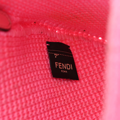 Fendi Fabric Crochet Vitello Grace Small Croissant Hobo Pink 7 of 13