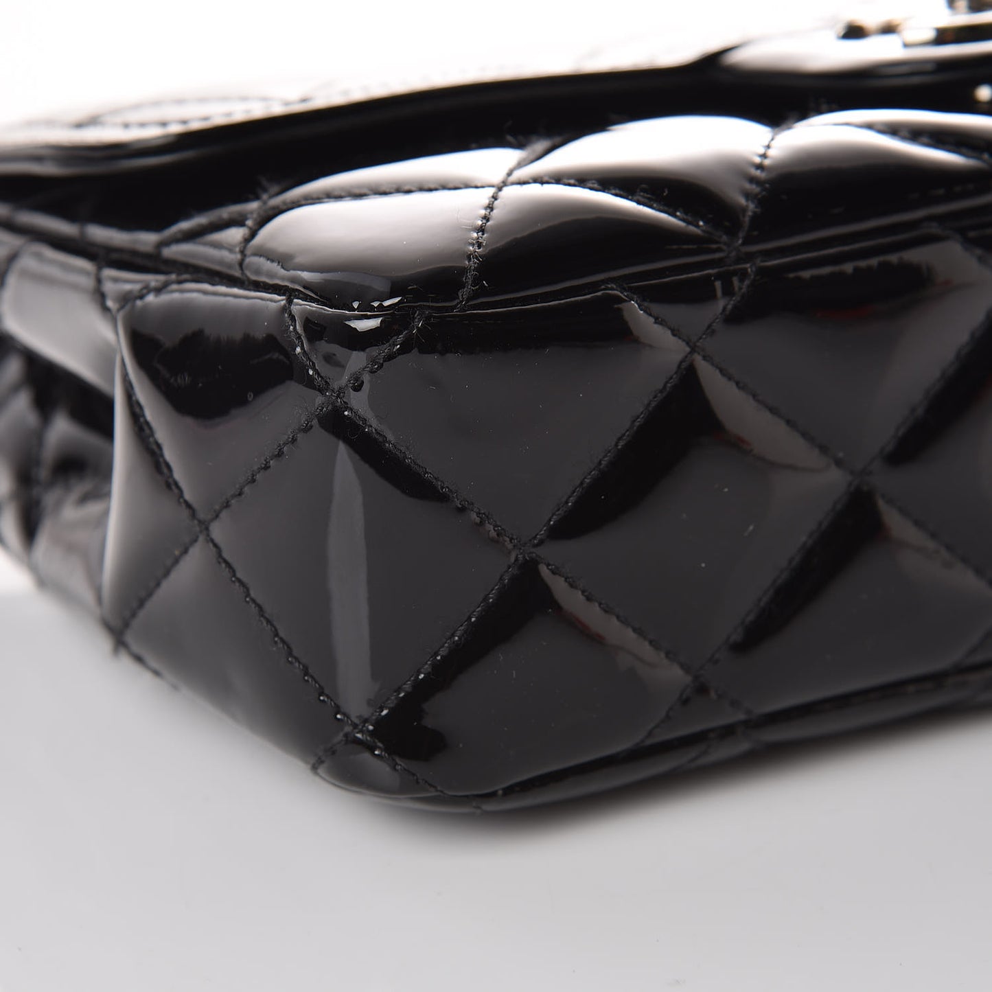 Patent Quilted Small Coco Shine Flap Black