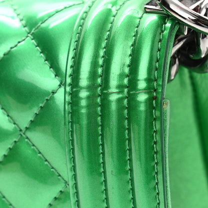 Chanel Metallic Patent Calfskin Quilted Medium Boy Flap Green 12 of 14