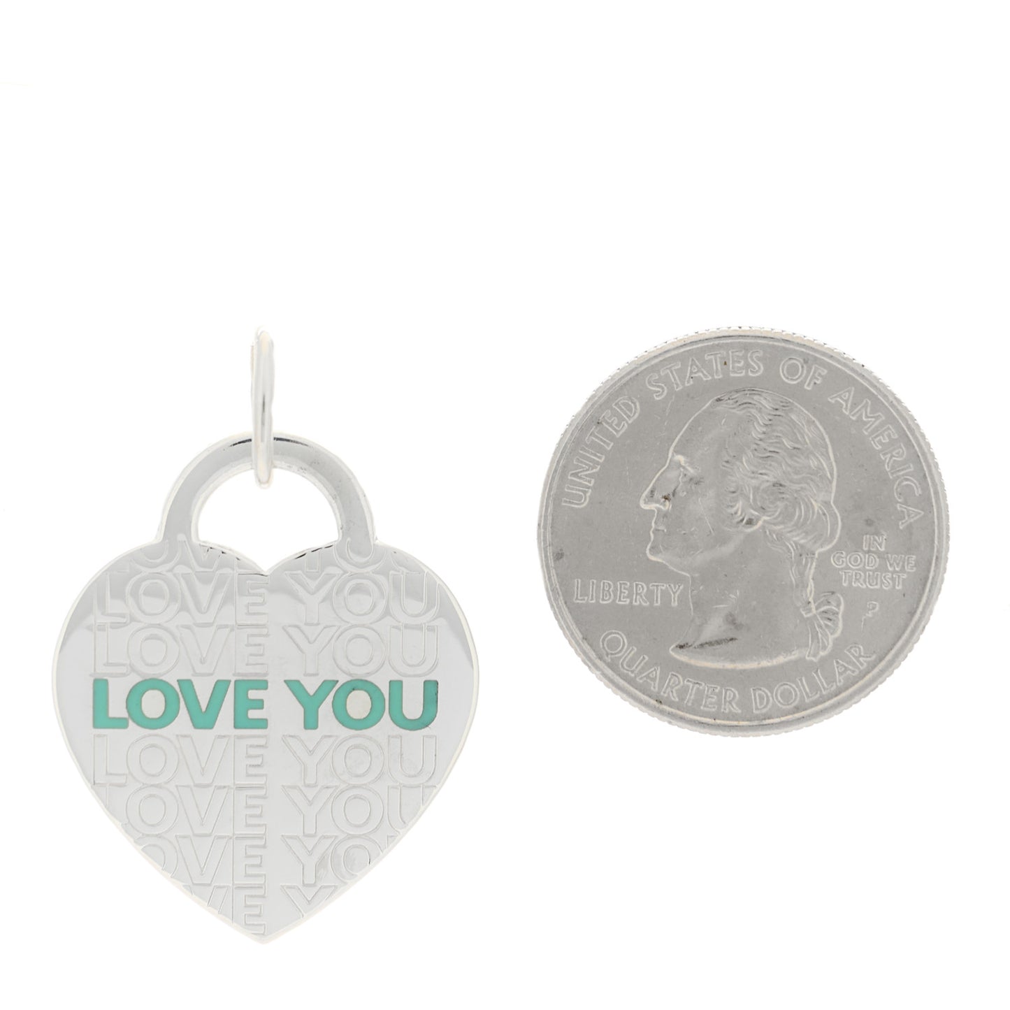 Sterling Silver Enamel LOVE YOU Heart Charm Blue