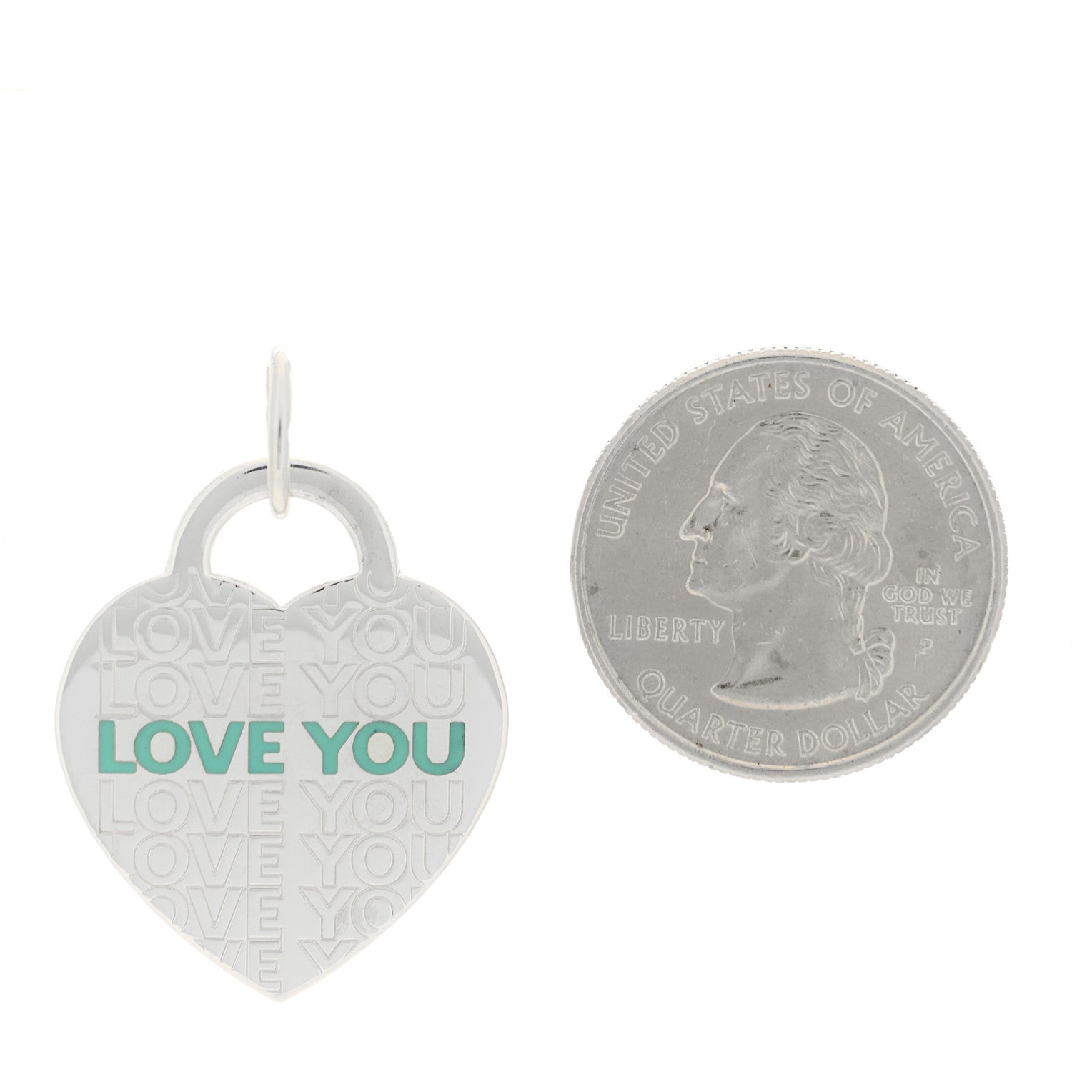 Tiffany Sterling Silver Enamel LOVE YOU Heart Charm Blue 2 of 4