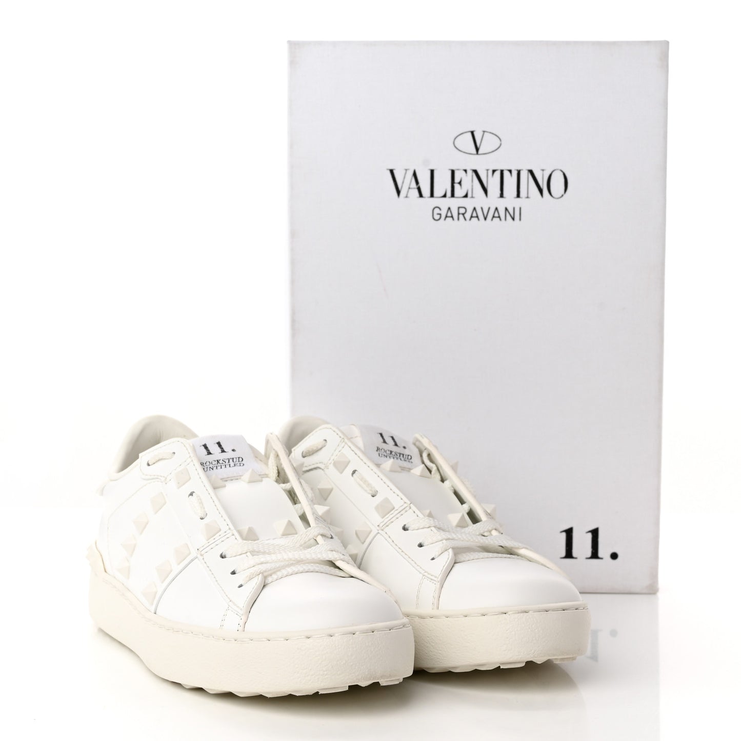 Calfskin Rockstud Untitled Open Sneakers 37 White