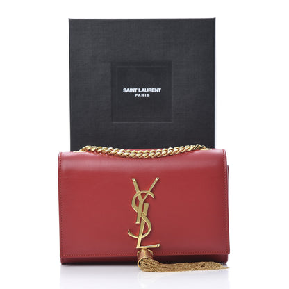 Saint Laurent Calfskin Small Classic Monogram Kate Tassel Satchel Red 12 of 12