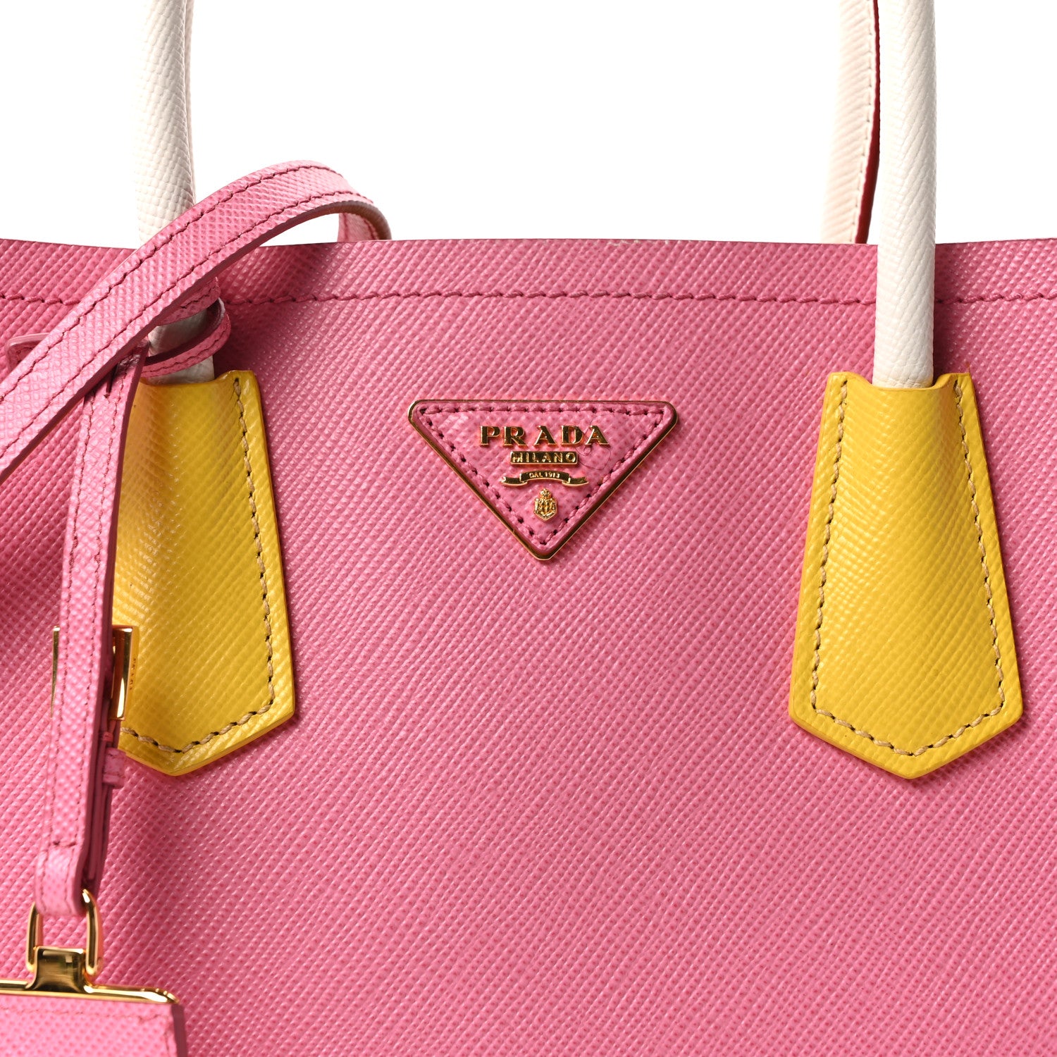 Prada Saffiano Cuir Small Bi-Color Double Bag Begonia Sole 1836915