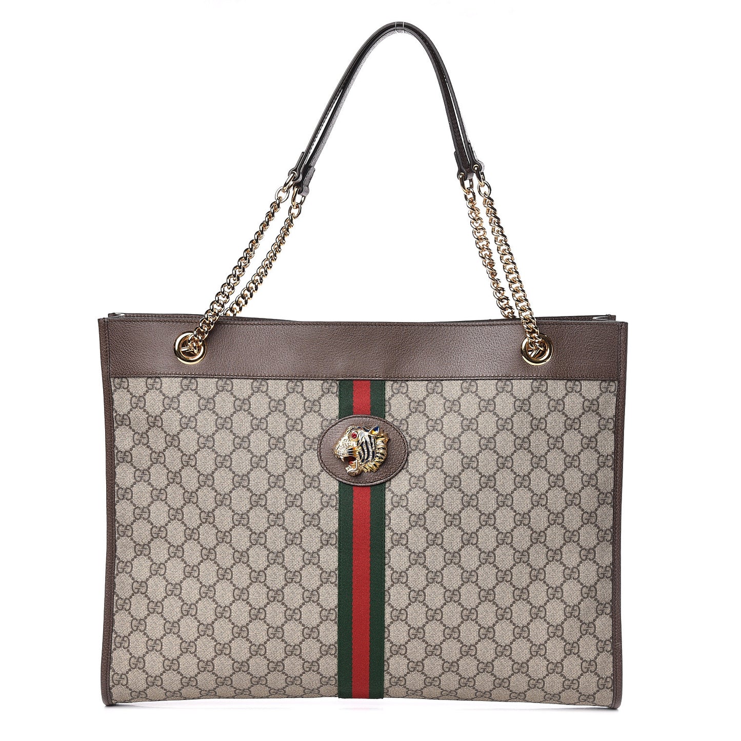GG Supreme Monogram Large Rajah Chain Tote Beige New Acero