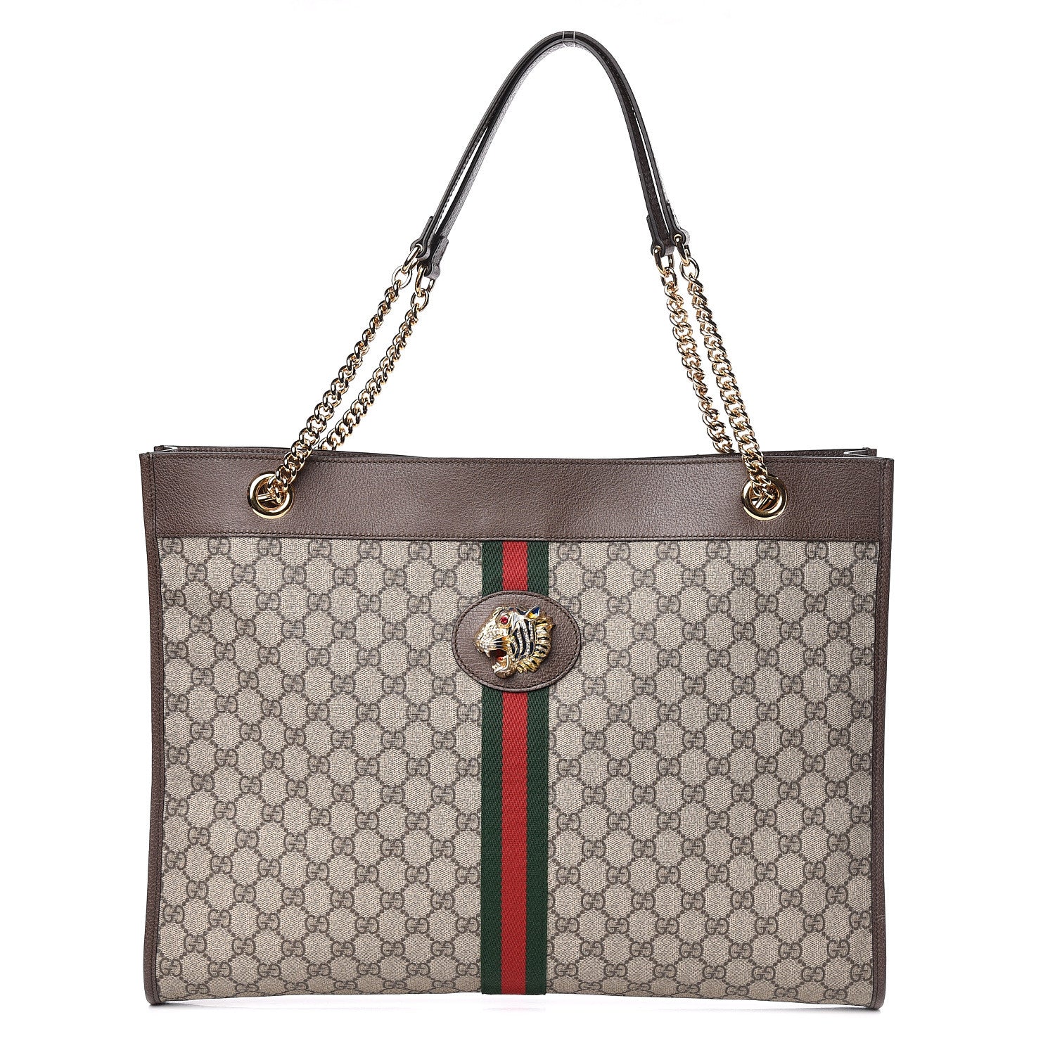 Gucci GG Supreme Monogram Large Rajah Chain Tote Beige New Acero 3 of 12