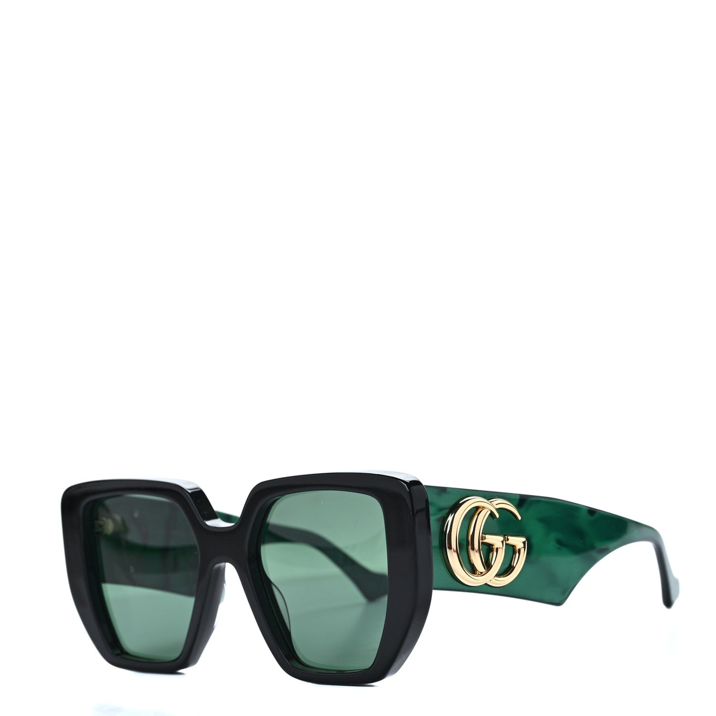 Acetate Square Frame Sunglasses GG0956S Green Black
