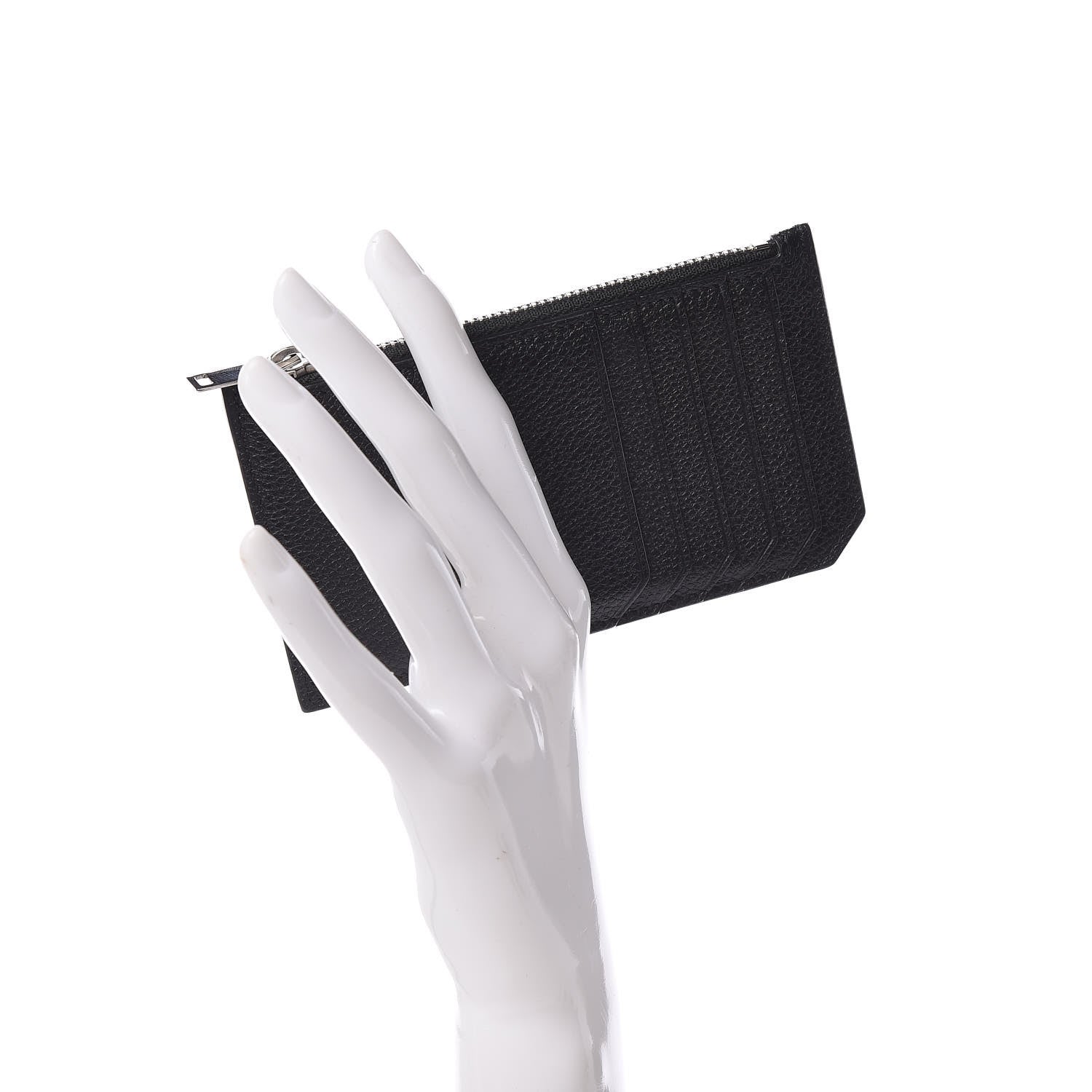 Saint Laurent Grained Calfskin 5 Fragments Zip Pouch Card Holder Black 2 of 7