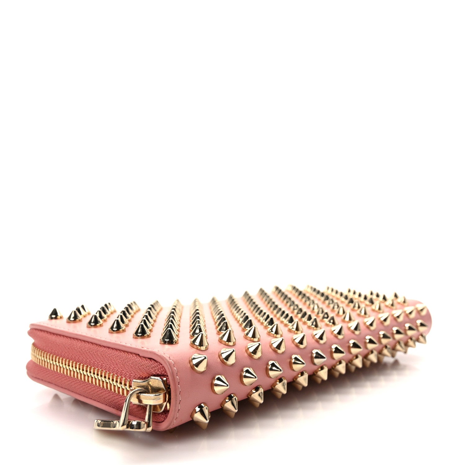 Christian Louboutin Calfskin Panettone Spiked Zip Around Wallet Pink 4 of 9