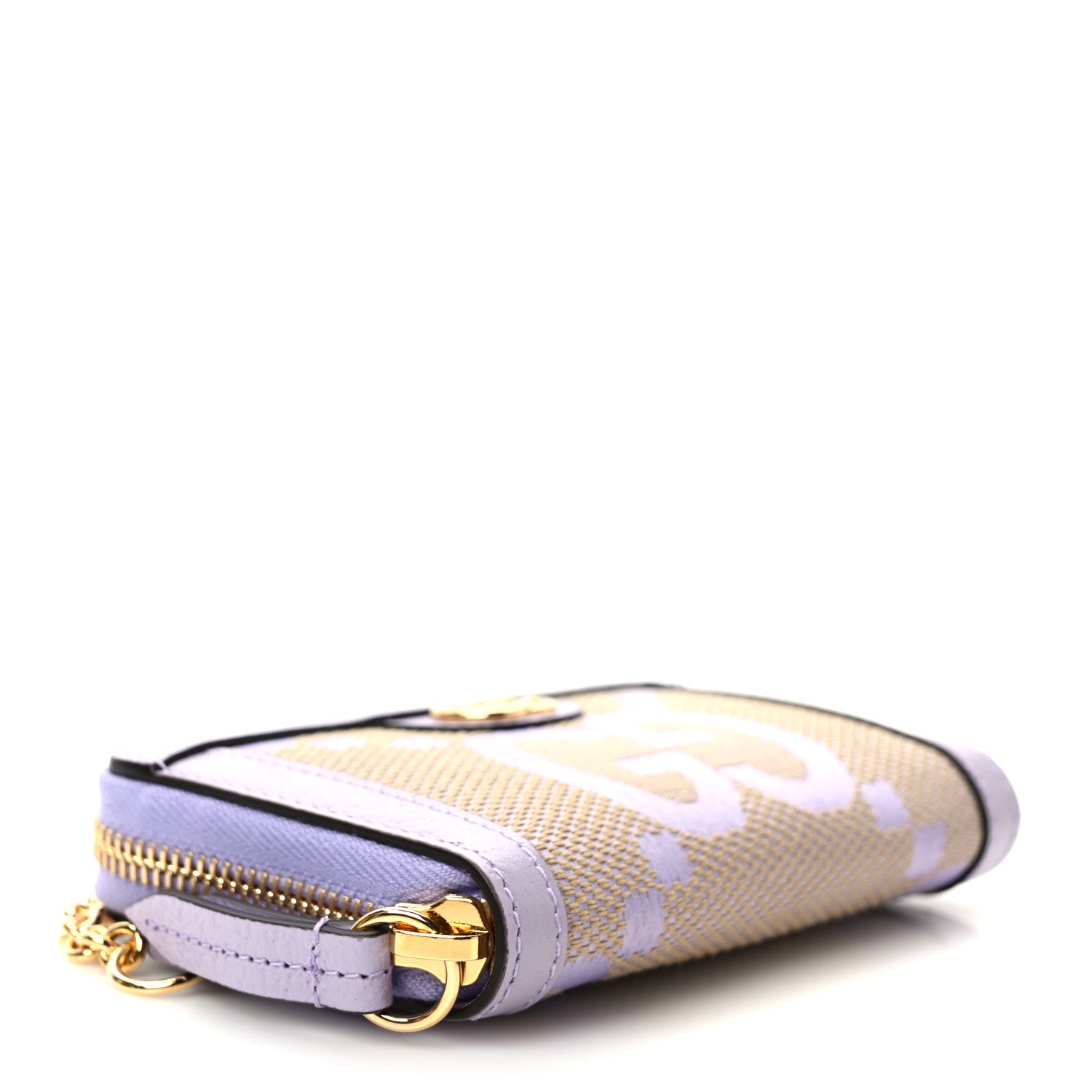 Gucci Monogram Jumbo GG Textured Dollar Calfskin Ophidia Key Card Case Beige Lapis 4 of 7