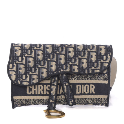 Christian Dior Oblique Slim Saddle Pouch Blue 1 of 10