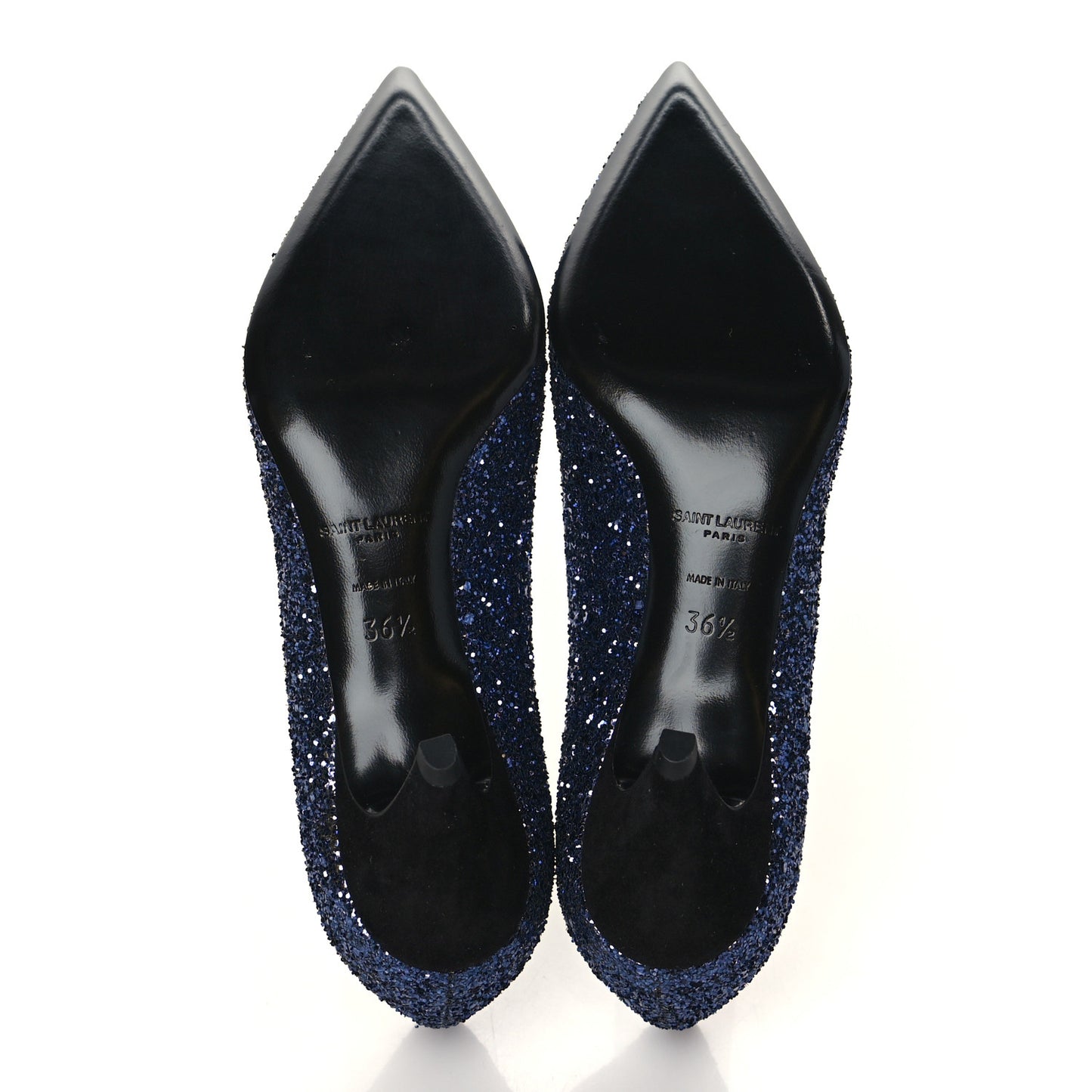 Charlotte Glitter Point-toe Kitten-Heel Pumps 36.5 Blue