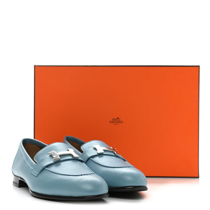 Hermes Goatskin Paris Loafers 37 Bleu Dorset 9 of 9