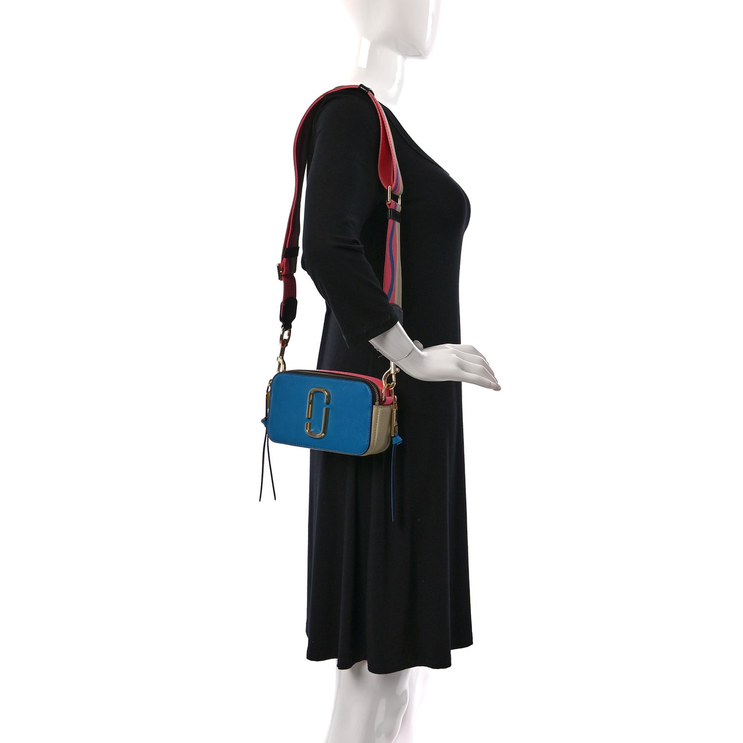 Saffiano Small Snapshot Camera Bag Blue Multicolor