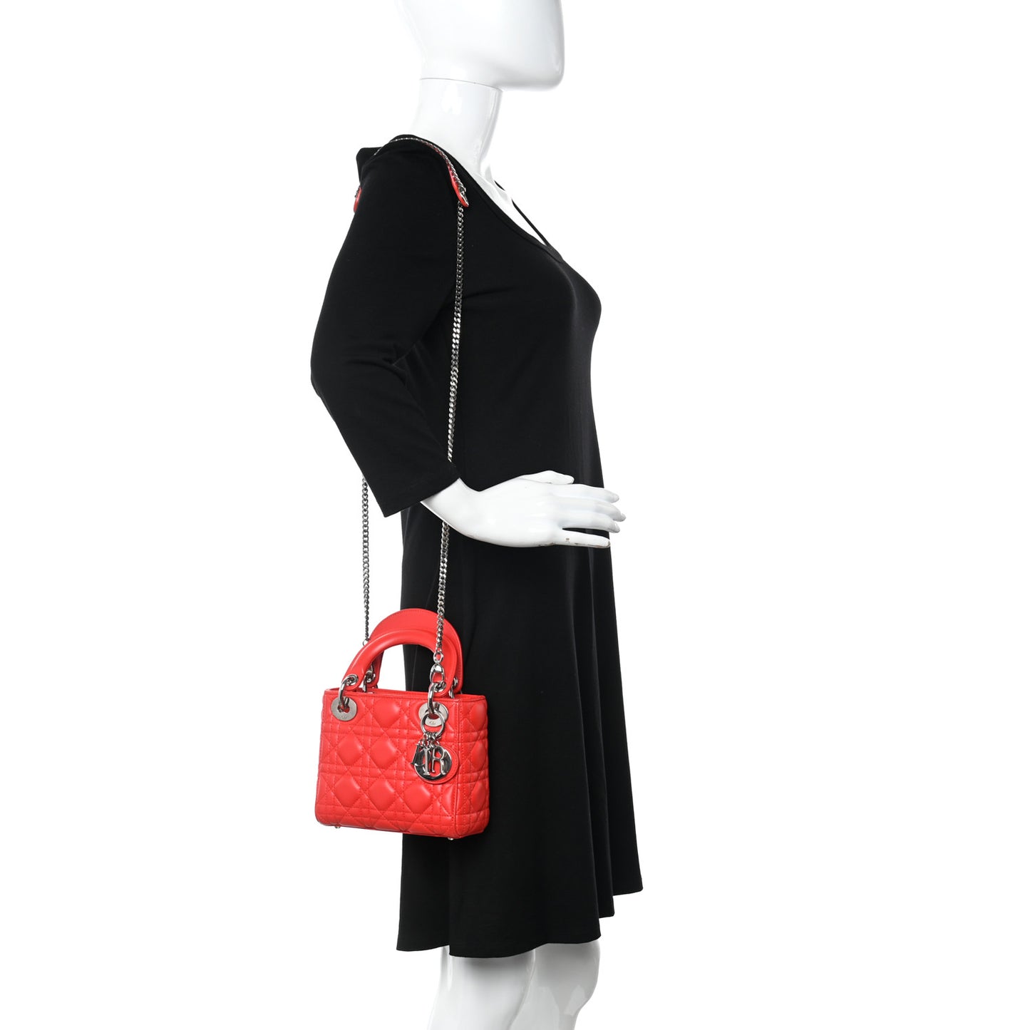Lambskin Cannage Mini Lady Dior Red