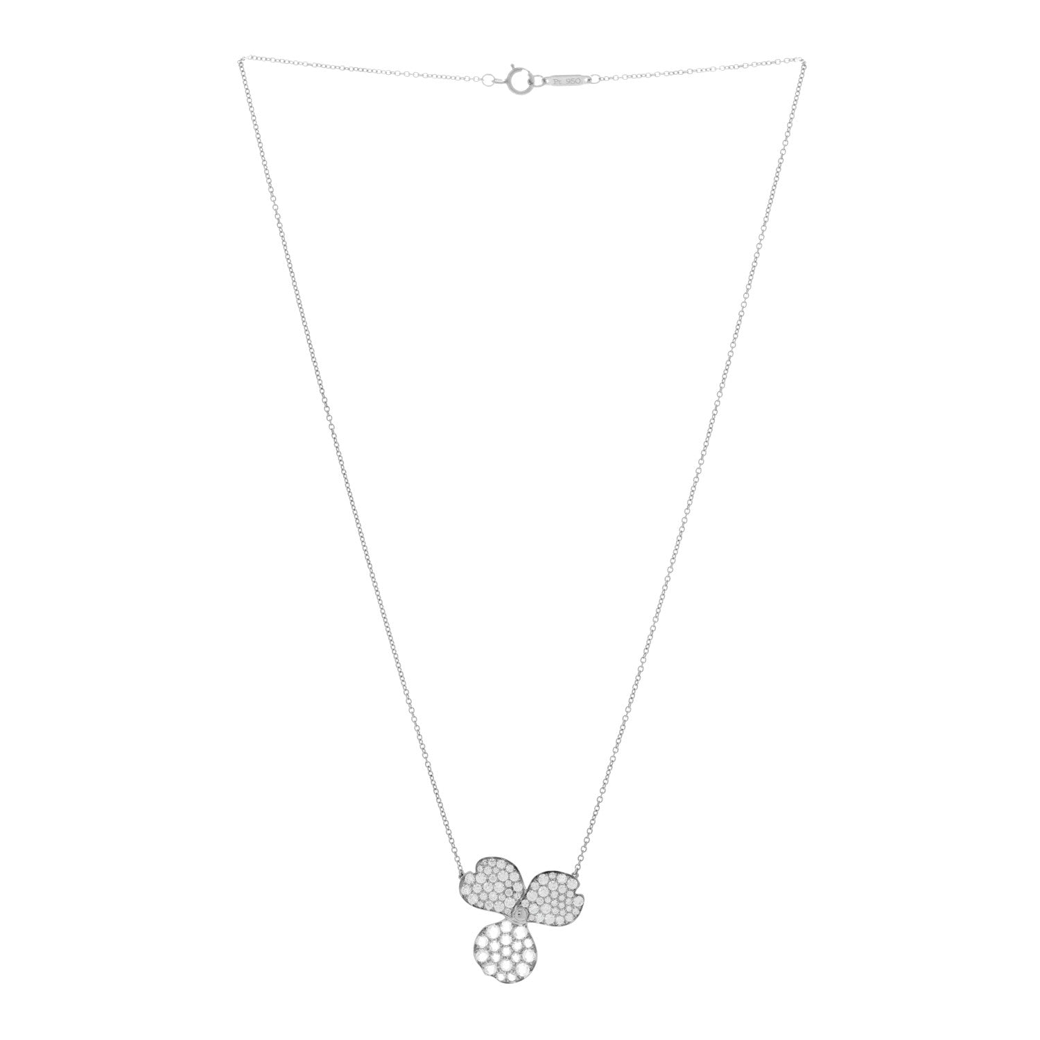 Tiffany Platinum Diamond Large Paper Flowers Pave Pendant Necklace 3 of 5