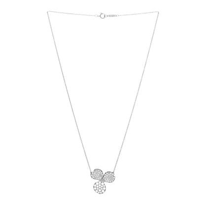 Tiffany Platinum Diamond Large Paper Flowers Pave Pendant Necklace 3 of 5