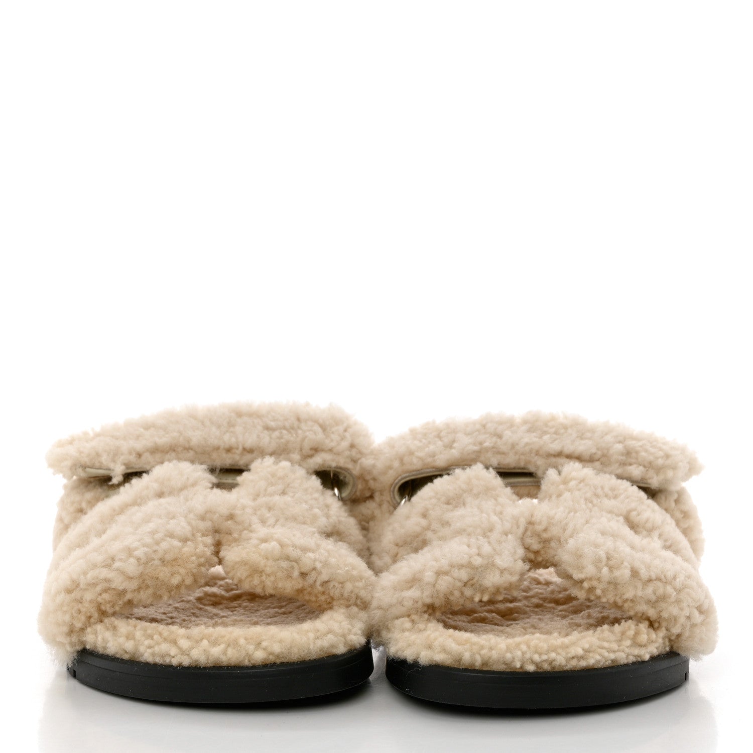 Hermes Woolskin Womens Chypre Sandals 38 Ecru 2 of 9