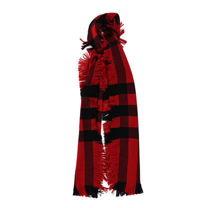 Burberry Wool Half Mega Check Fringe Scarf Military Red 1 of 3