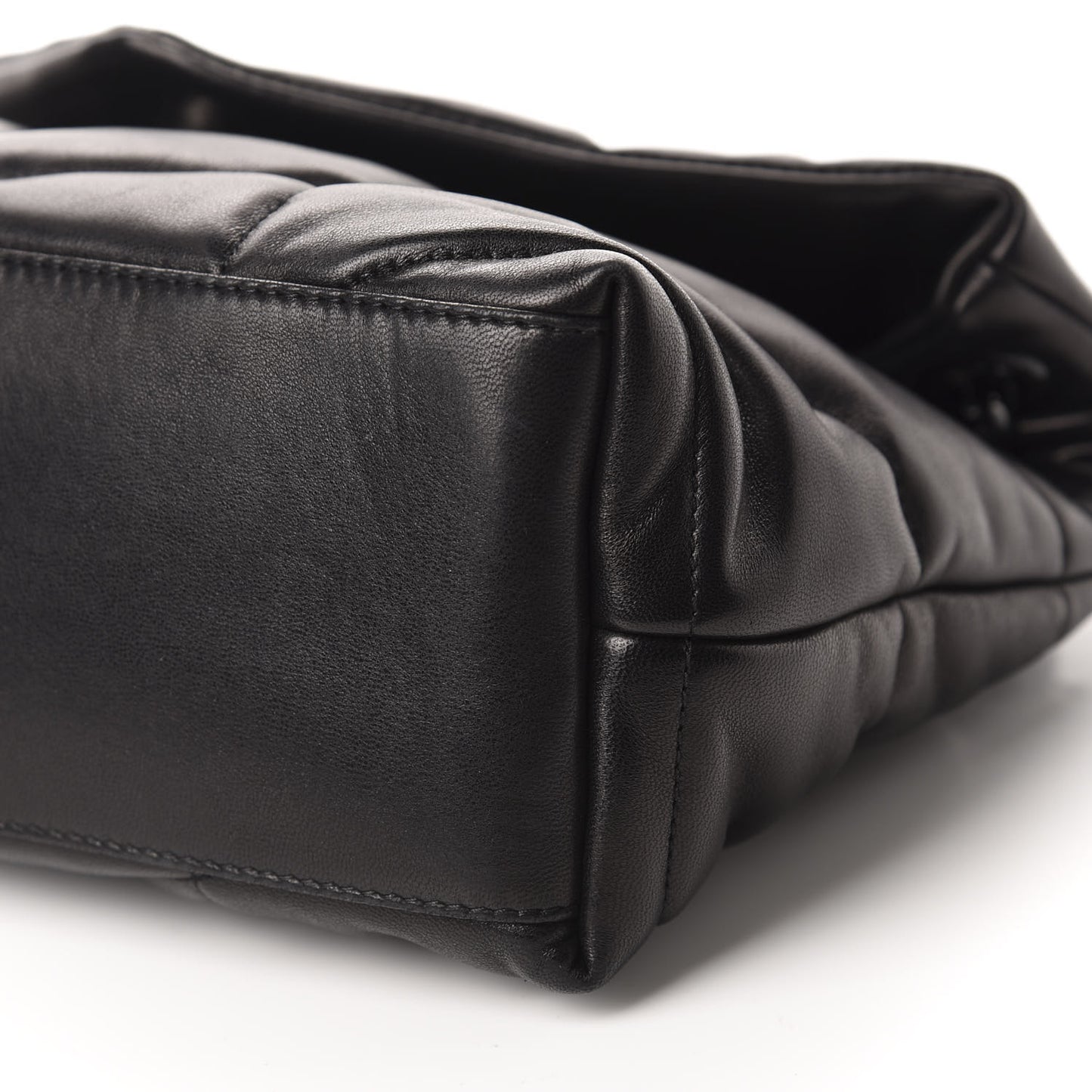 Lambskin Quilted Small Loulou Puffer Monogram Chain Satchel Black