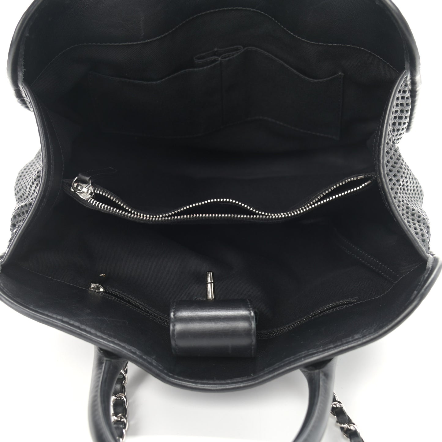 Calfskin Perforated Up In The Air Tote Black