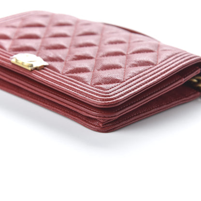 Chanel Caviar Quilted Boy Wallet On Chain WOC Red 7 of 11
