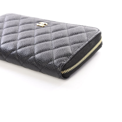 Chanel Caviar Quilted Large Gusset Zip Around Wallet Black 6 of 11