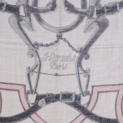 Hermes Cashmere Silk L Instruction Du Roi Shawl 140 6 of 9