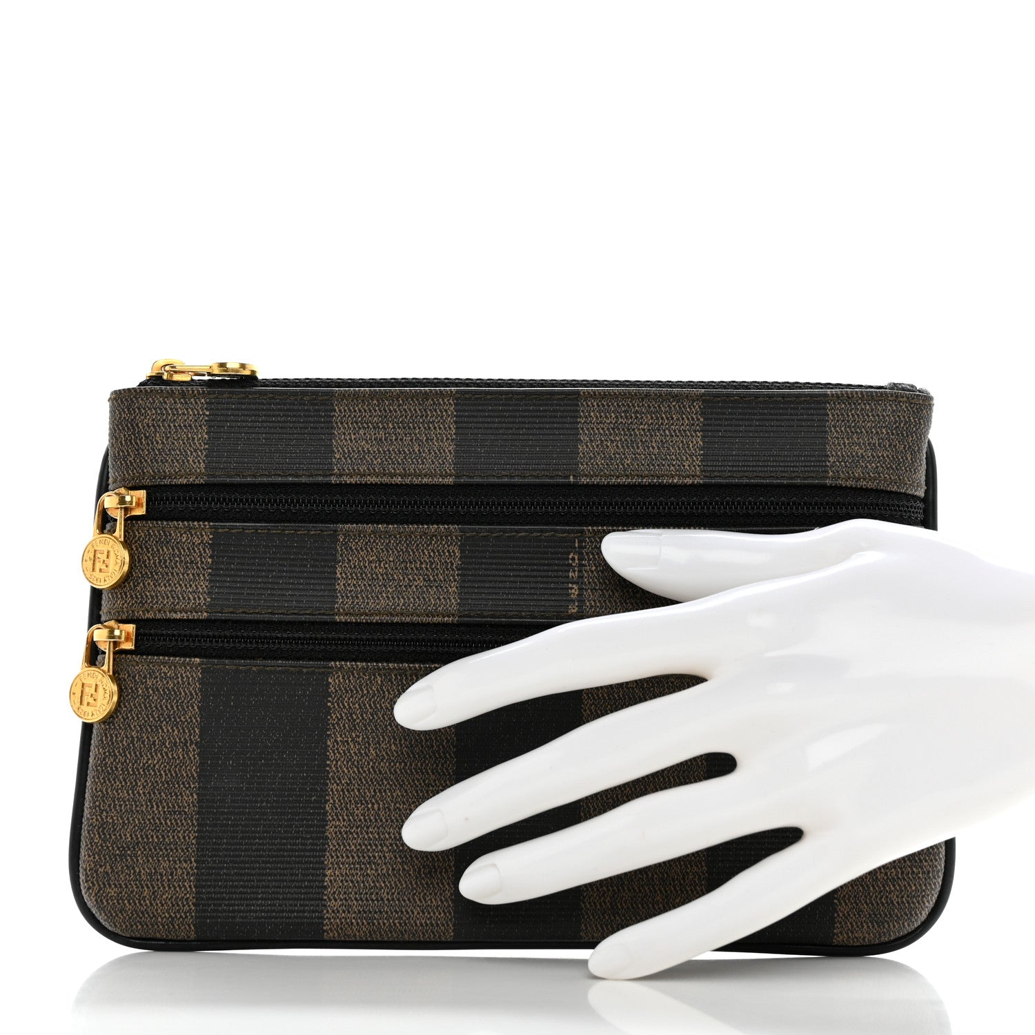 Fendi Pequin Zip Clutch Tobacco 2 of 13