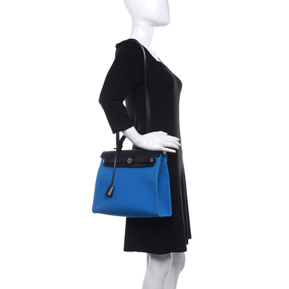Hermes Vache Hunter Toile Herbag Zip 31 PM Bleu Zanzibar Bleu Indigo 2 of 11