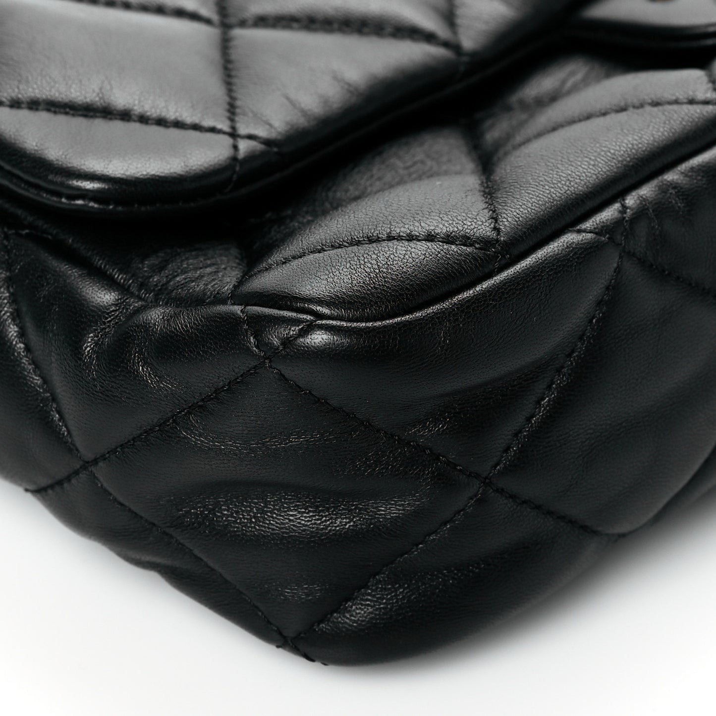 Lambskin Quilted Large CC Funky Town Flap Black