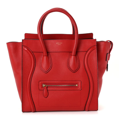Celine Drummed Calfskin Mini Luggage Coquelicot 1 of 10