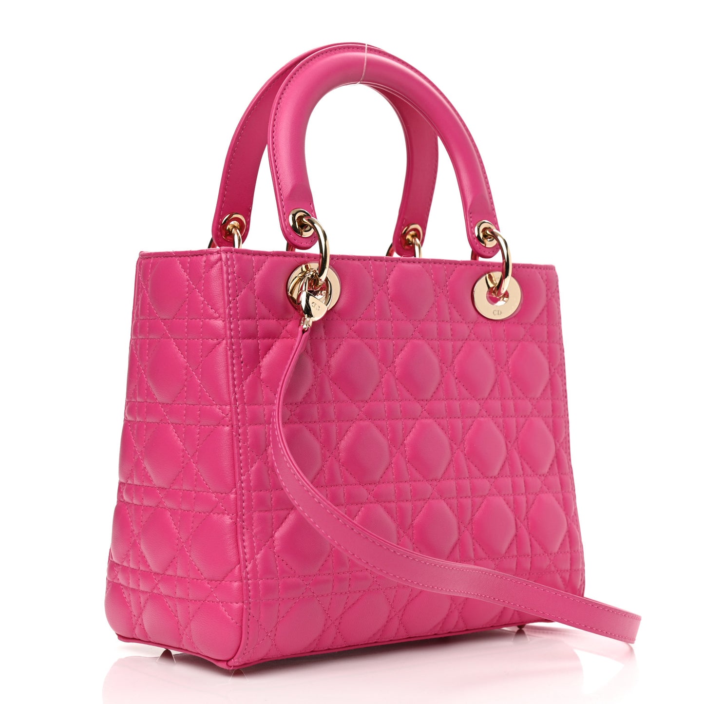 Lambskin Cannage Medium Lady Dior Fuchsia