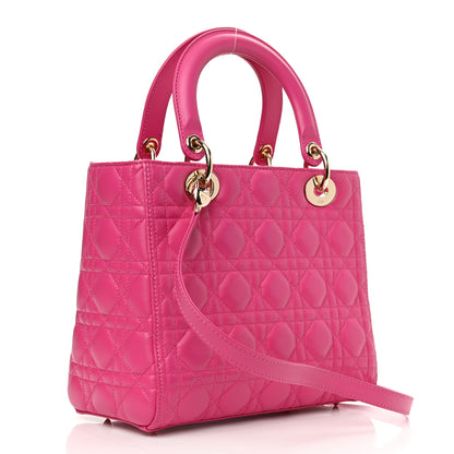 Christian Dior Lambskin Cannage Medium Lady Dior Fuchsia 3 of 8