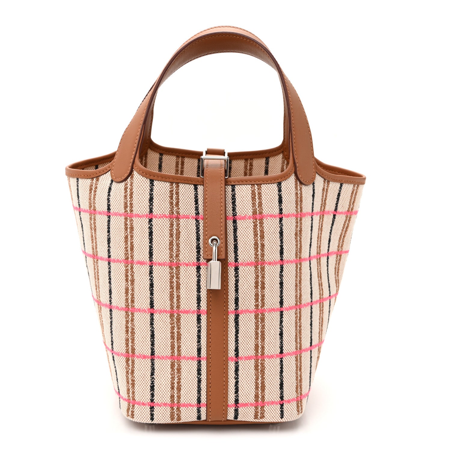 Hermes H Canvas Swift Couverture Carre Picotin Lock 18 PM Ecru Beige Fauve Rose Pop Black Gold 1 of 10