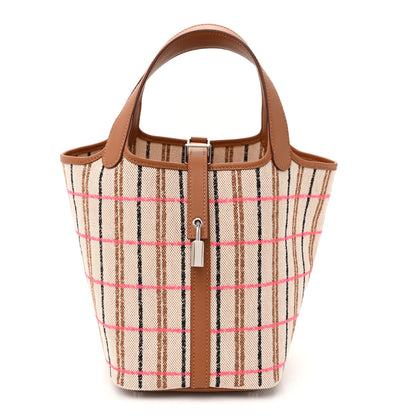 Hermes H Canvas Swift Couverture Carre Picotin Lock 18 PM Ecru Beige Fauve Rose Pop Black Gold 1 of 10