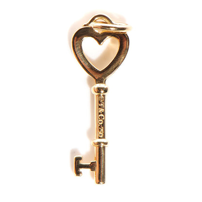 Tiffany 18K Yellow Gold Mini Heart Key Pendant 1 of 4