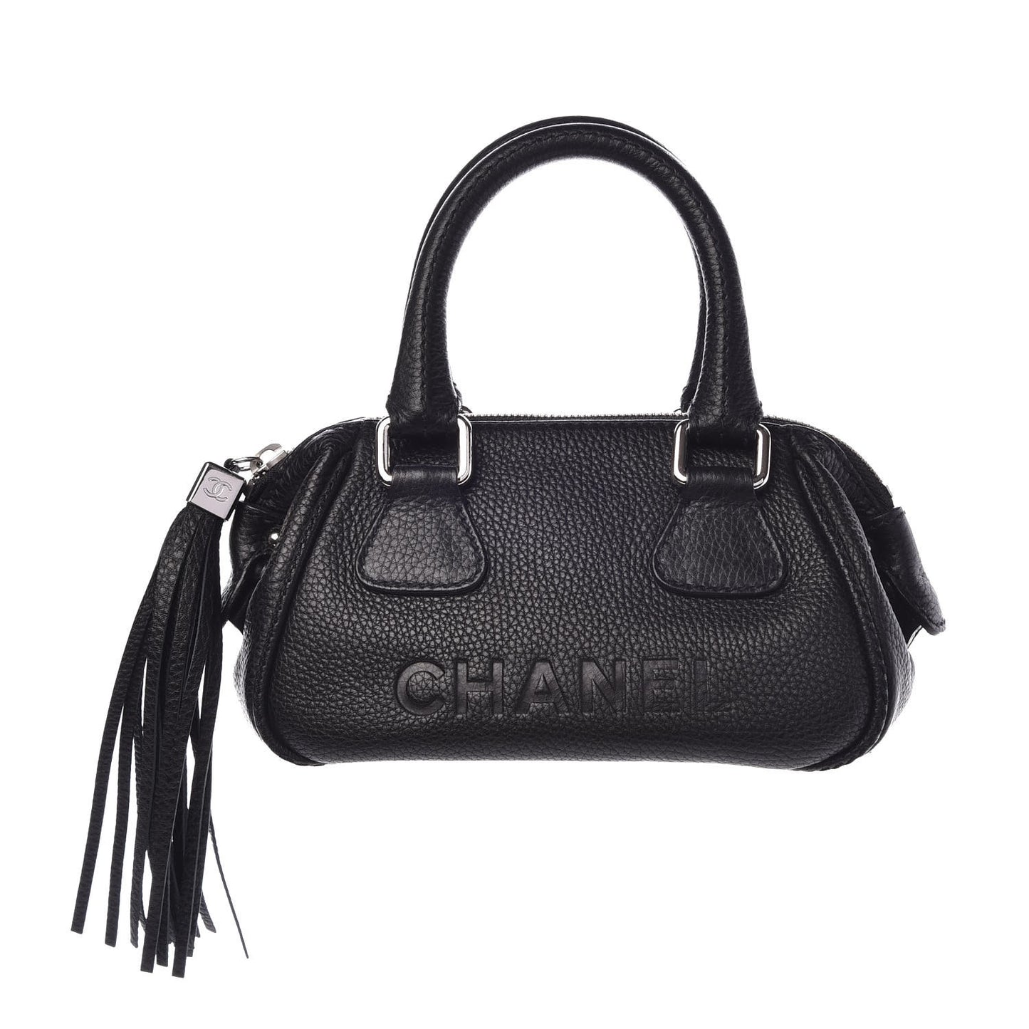 Calfskin Small Tassel Satchel Black